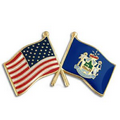 Maine & USA Crossed Flag Pin